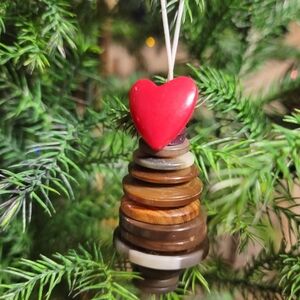 Handmade Button Christmas Tree Ornament